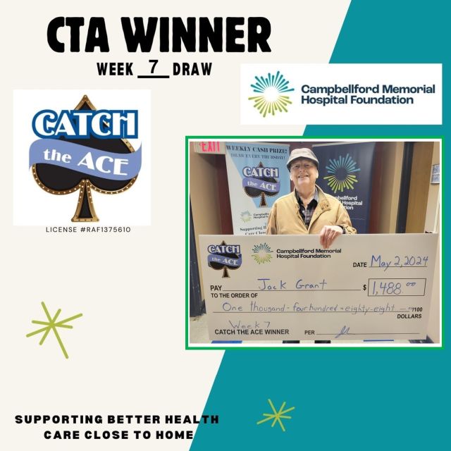 Congratulations to the CMH Foundation's Catch the Ace Week #7 Winner, Jack Grant. Jack won the Week #7 Prize of $1,488. Envelope #12 was opened and had the 5 of Diamonds inside! The lucky ticket was purchased at Sharpes Food Market Pop-up!#CatchtheAce #Ontario #CMHStrong